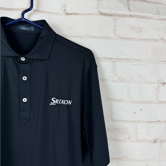 Turtleson Mens Golf Polo Shirt Black Srixon Embroidery Logo Size Medium EUC!!!! - Picture 2 of 7